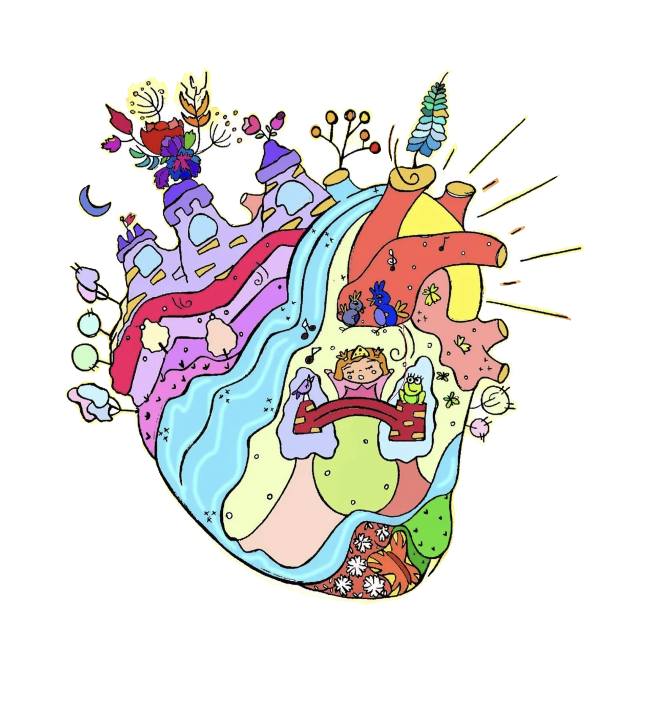 Heart-world sticker, by Liss Ampuero.