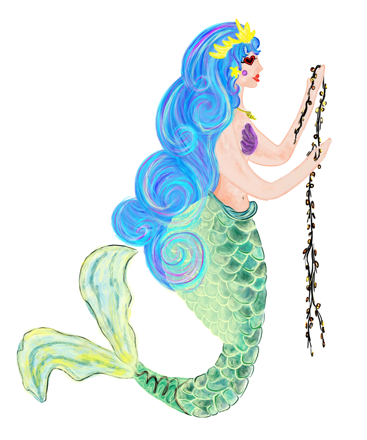 Sun mermaid sticker, by Liss Ampuero.